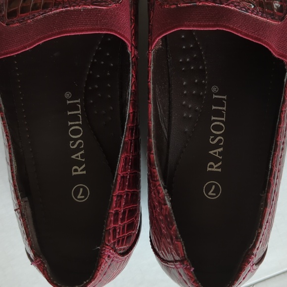 Rasolli Patent Leather Crocodile Print Wedge Slip On Loafer 7 Red - Picture 3 of 16